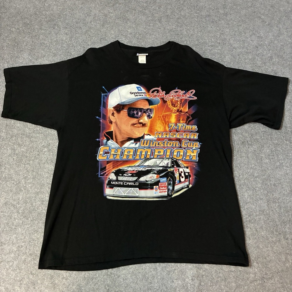 VTG Y2K NASCAR Dale Earnhardt 3 Double Sided 7 Time Winston Cup Champion Tee XL